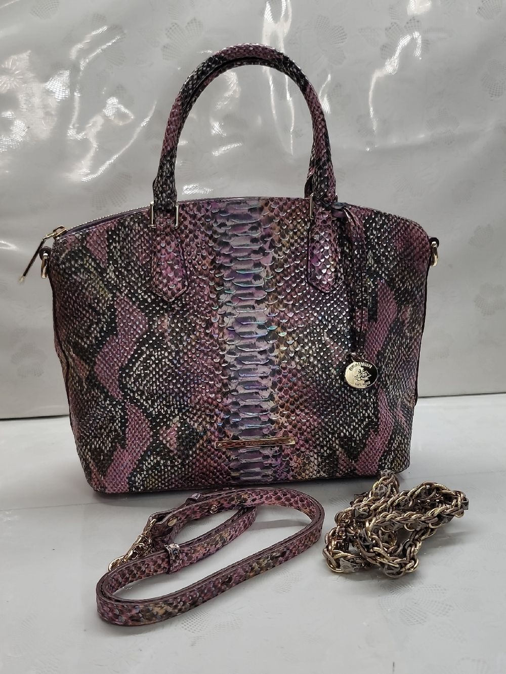 Brahmin NEW Duxbury Medium Satchel In Berry Opal Seville - Picture 4 of 12
